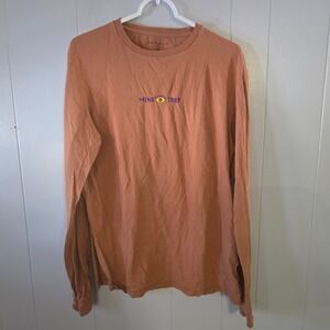 PacSun Mind Trap Mens Medium Long Sleeve Shirt‎ Orange Rust Graphic Tee Cotton